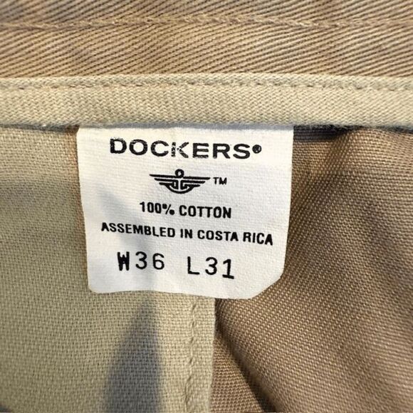 Dockers Odyssey Twill Khaki Trousers Chino Cuffed Pleated Tan Beige Size 36x31 - Picture 6 of 13